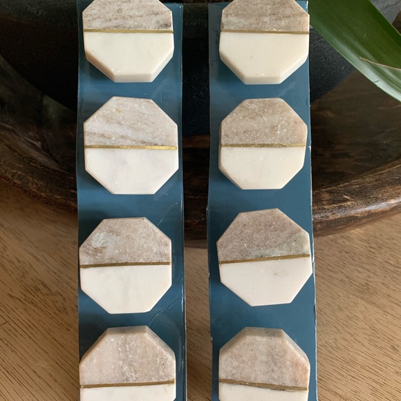 Set of 8 marble and gold stone decorative drawer pulls. Heavy, geometric - Picture 2 of 12